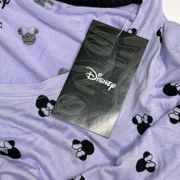 Disney Minnie Mouse Set 2 Piece Pajamas Purple Sleepwear Shorts Shirt M Womans - Picture 5 of 7